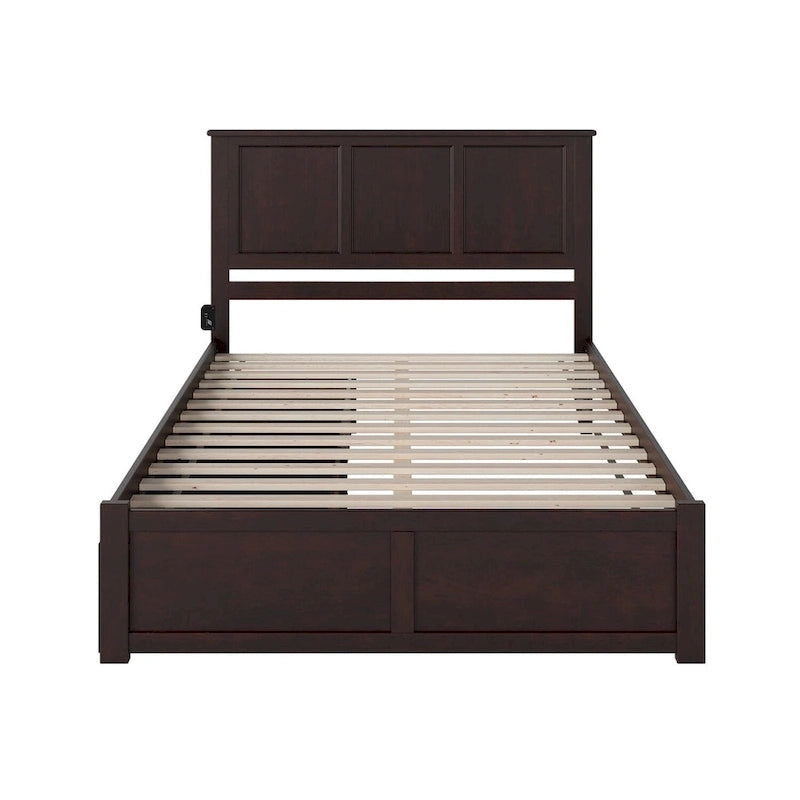 Lit plateforme Madison avec pied de lit et 2 tiroirs, couleur expresso