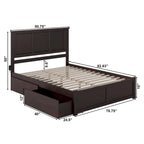 Lit plateforme Madison avec pied de lit et 2 tiroirs, couleur expresso