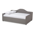 Lit de repos en tissu beige/gris – Grand lit et très grand lit, 1 place