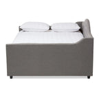 Lit de repos en tissu beige/gris – Grand lit et très grand lit, 1 place