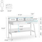 Bureau informatique blanc/noir avec huche et tiroirs, 1 personne