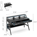 Bureau informatique blanc/noir avec huche et tiroirs, 1 personne