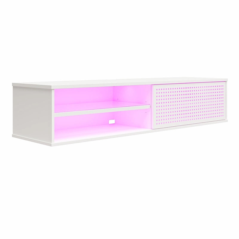 Meuble TV flottant de jeu noir/blanc pour 2 adultes, compatible avec les TV jusqu'à 60 po