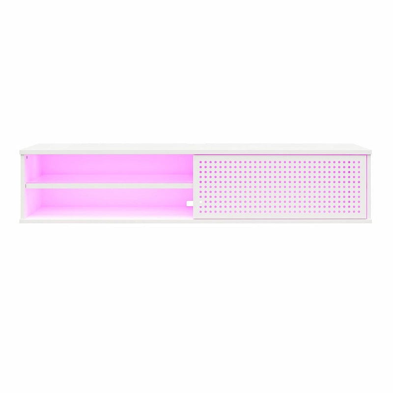 Meuble TV flottant de jeu noir/blanc pour 2 adultes, compatible avec les TV jusqu'à 60 po