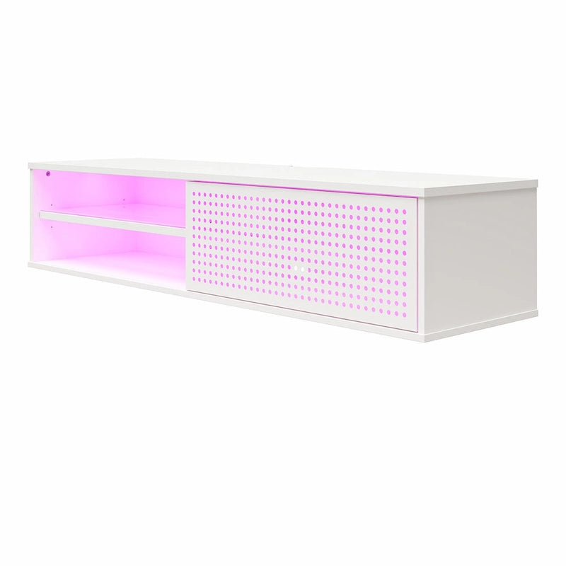 Meuble TV flottant de jeu noir/blanc pour 2 adultes, compatible avec les TV jusqu'à 60 po