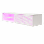 Meuble TV flottant de jeu noir/blanc pour 2 adultes, compatible avec les TV jusqu'à 60 po
