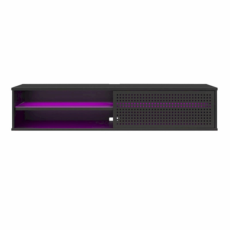 Meuble TV flottant de jeu noir/blanc pour 2 adultes, compatible avec les TV jusqu'à 60 po