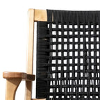 Fauteuil d'appoint avec assise en corde tressée et cadre en bois, marron et noir