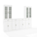 Ensemble vaisselier et garde-manger vitré 3 pièces blanc