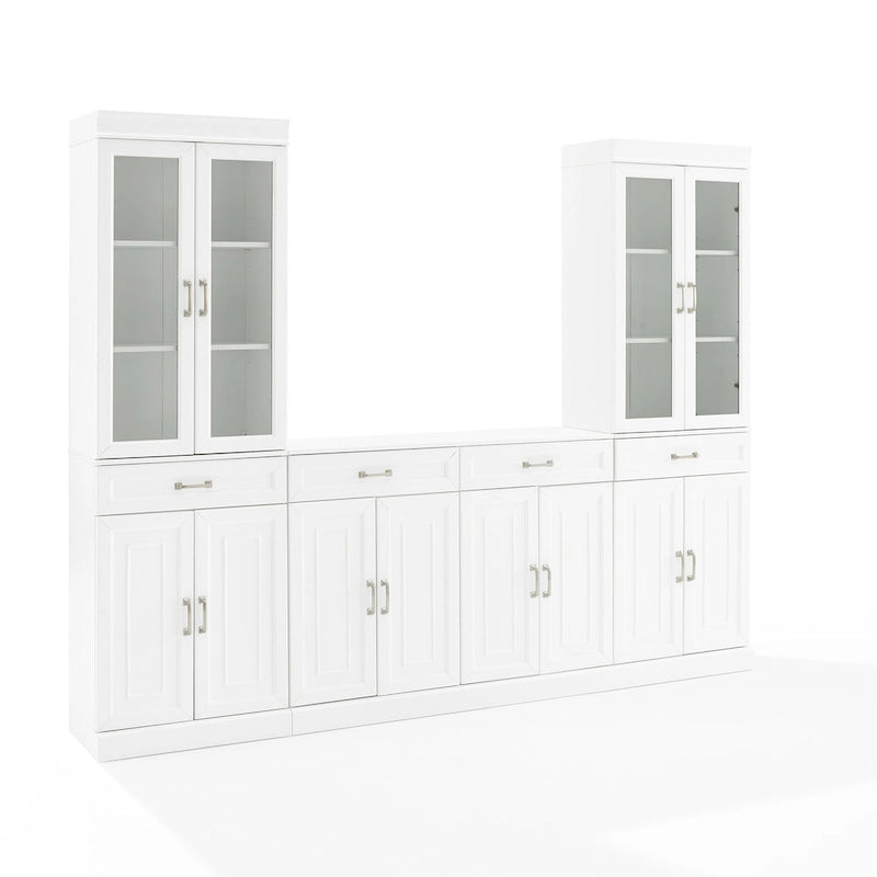 Ensemble vaisselier et garde-manger vitré 3 pièces blanc