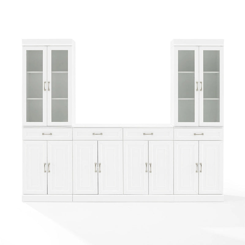 Ensemble vaisselier et garde-manger vitré 3 pièces blanc