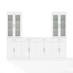 Ensemble vaisselier et garde-manger vitré 3 pièces blanc