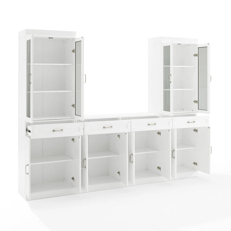 Ensemble vaisselier et garde-manger vitré 3 pièces blanc