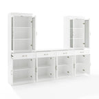 Ensemble vaisselier et garde-manger vitré 3 pièces blanc