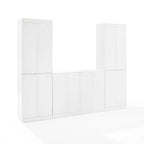 Ensemble vaisselier et garde-manger vitré 3 pièces blanc