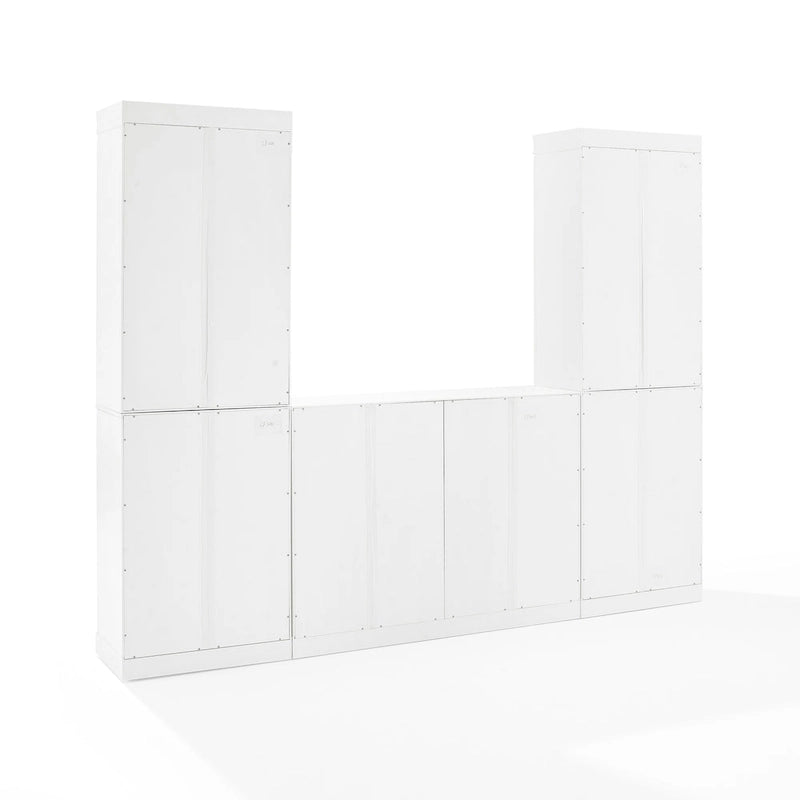 Ensemble vaisselier et garde-manger vitré 3 pièces blanc