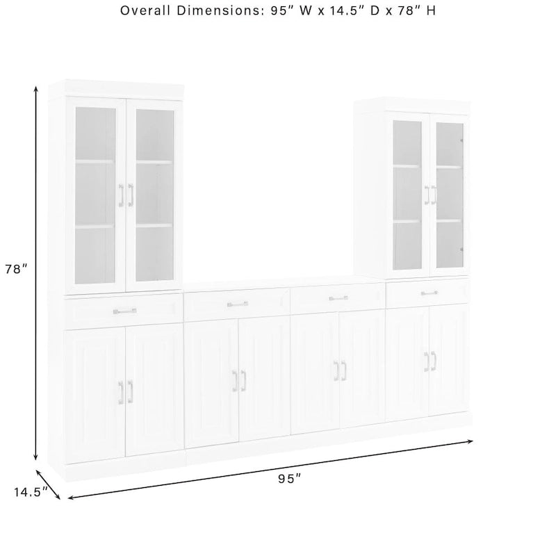 Ensemble vaisselier et garde-manger vitré 3 pièces blanc