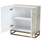 Meuble de rangement bohème à 2 étagères mosaïque multicolore avec détails en nacre