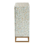Meuble de rangement bohème à 2 étagères mosaïque multicolore avec détails en nacre