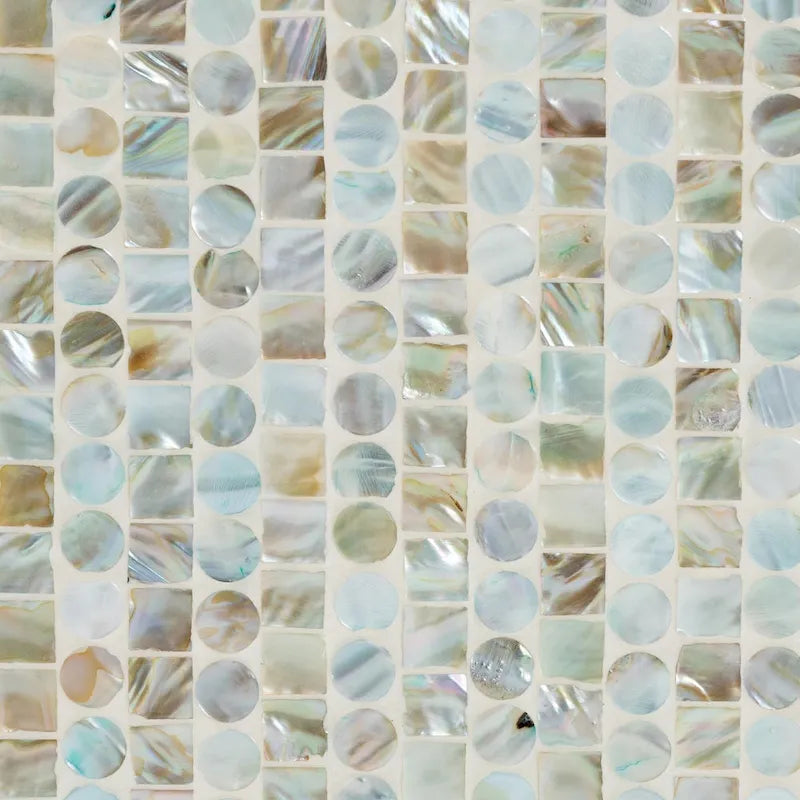 Meuble de rangement bohème à 2 étagères mosaïque multicolore avec détails en nacre