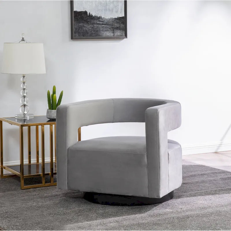 Chaise pivotante – Ivoire/Noir, Marron foncé, Gris clair, Gris foncé/Noir – 1 place