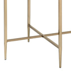 Table d'appoint avec plateau ovale en marbre et piètement en X - Gris et or - 66 L x 66 P x 60 H cm