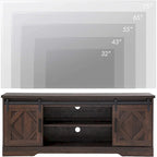 Meuble TV blanc de style rustique avec portes coulissantes façon grange, lumières bleues/colorées, convient aux téléviseurs jusqu'à 65 pouces
