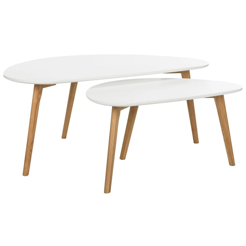 Table basse double blanche – 119 cm (L) x 61 cm (P) x 46 cm (H)