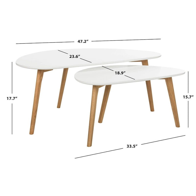 Table basse double blanche – 119 cm (L) x 61 cm (P) x 46 cm (H)