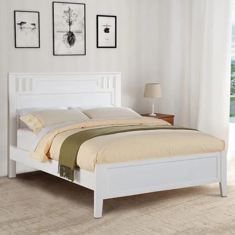 Lit double fantastique, finition bois, blanc