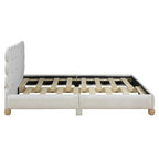 Lit plateforme capitonné vert/beige – Grand lit, 1 personne