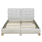 Lit plateforme capitonné vert/beige – Grand lit, 1 personne
