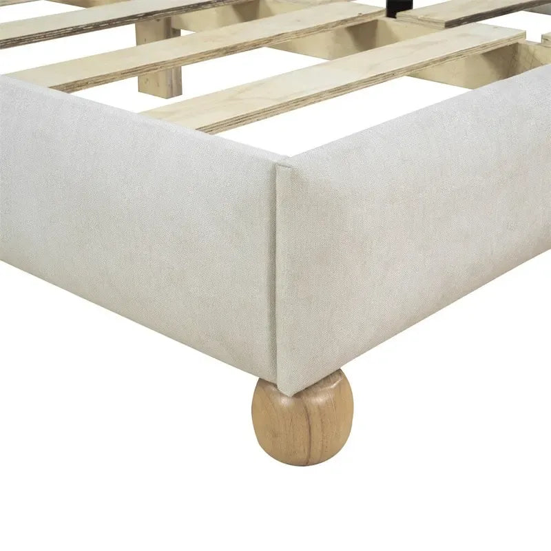 Lit plateforme capitonné vert/beige – Grand lit, 1 personne