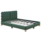 Lit plateforme capitonné vert/beige – Grand lit, 1 personne