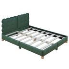 Lit plateforme capitonné vert/beige – Grand lit, 1 personne