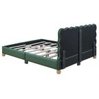 Lit plateforme capitonné vert/beige – Grand lit, 1 personne