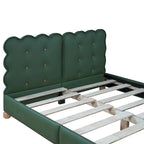 Lit plateforme capitonné vert/beige – Grand lit, 1 personne