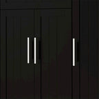 Îlot de cuisine roulant noir avec porte-épices et porte-serviettes, 3 armoires