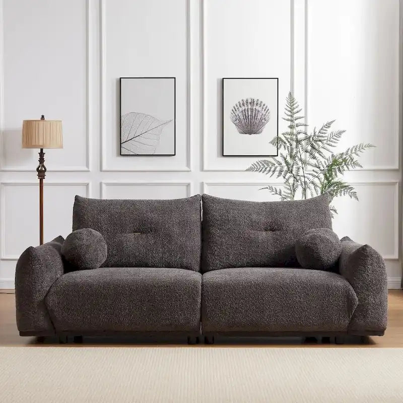Canapé 2 places en lambswool gris/beige