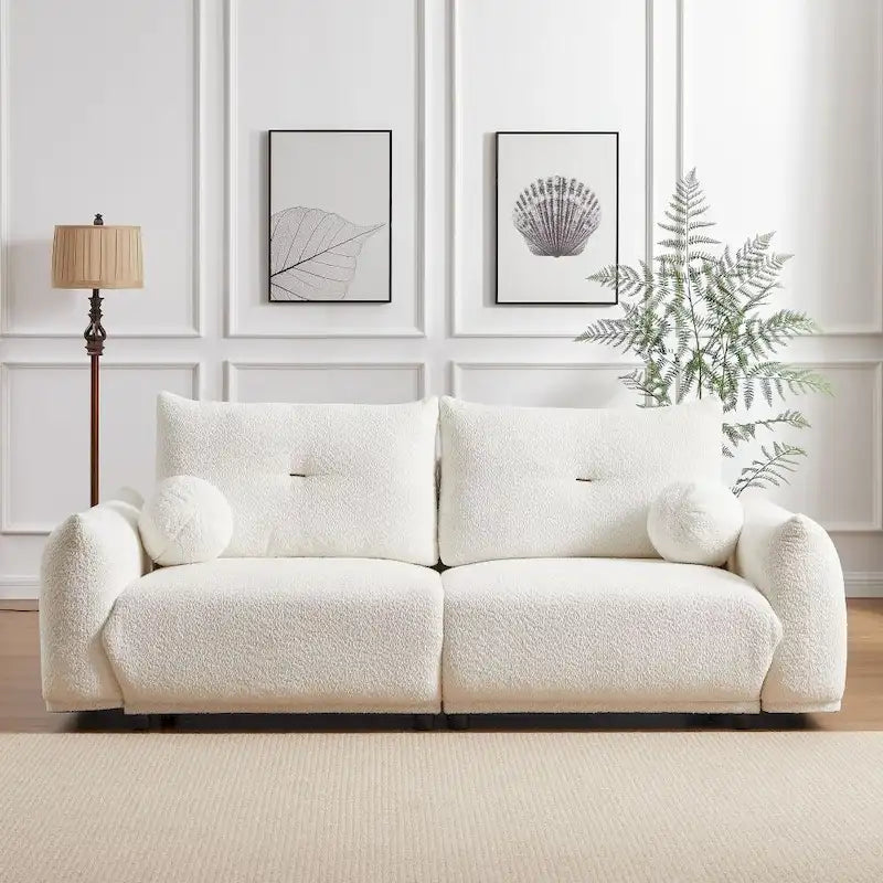 Canapé 2 places en lambswool gris/beige