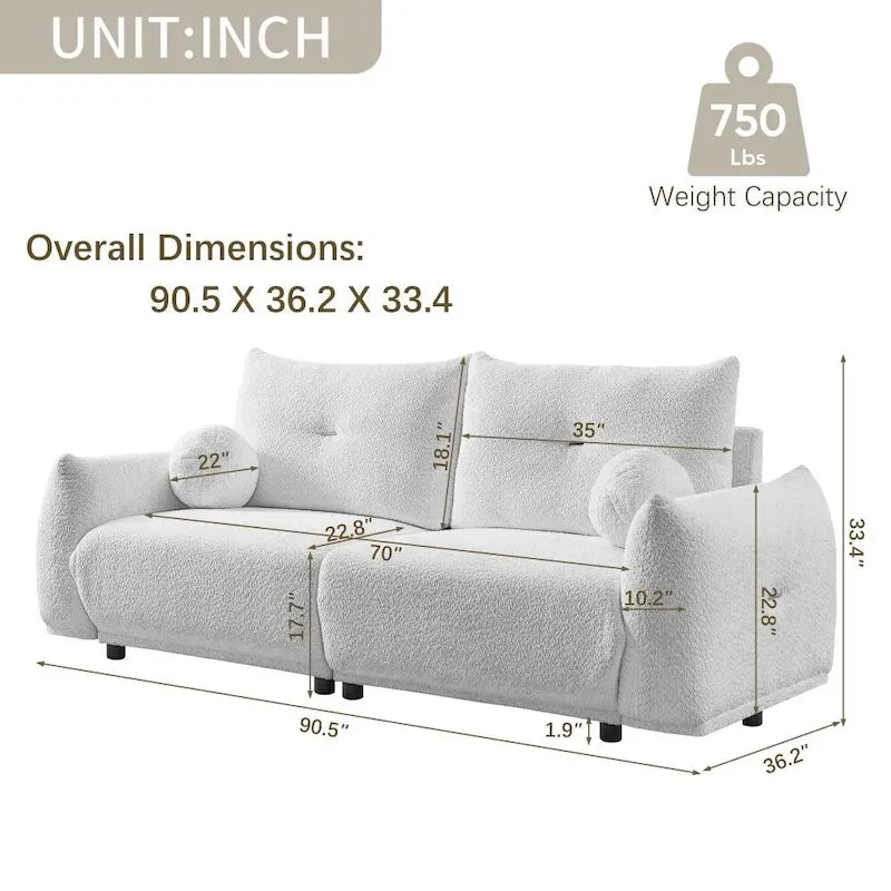 Canapé 2 places en lambswool gris/beige