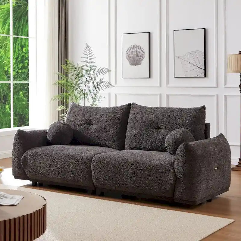 Canapé 2 places en lambswool gris/beige