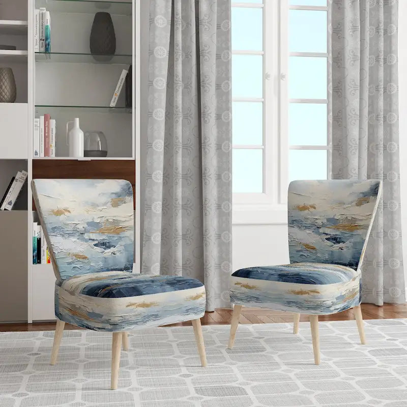 Fauteuil d'appoint motif côtier sarcelle et blanc — 1 place