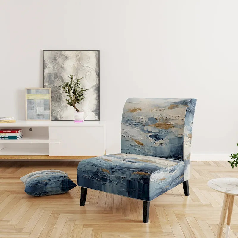 Fauteuil d'appoint motif côtier sarcelle et blanc — 1 place