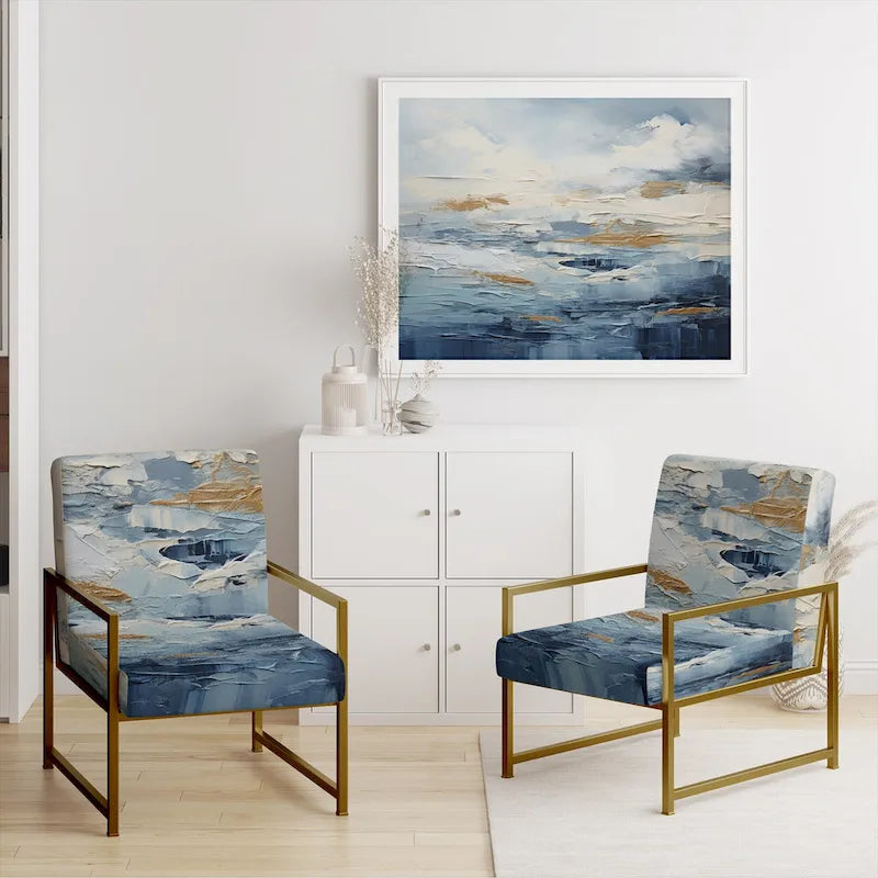 Fauteuil d'appoint motif côtier sarcelle et blanc — 1 place