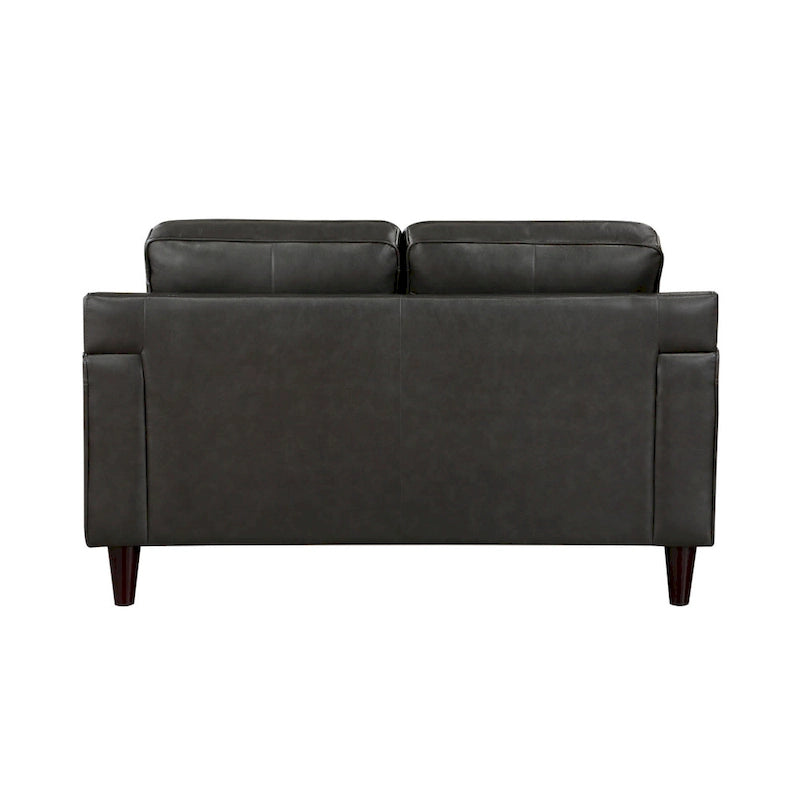 Causeuse en cuir mi-siècle gris et brun espresso, 2 places