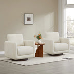Fauteuil pivotant d'appoint en lin marron avec coussin de dossier – À l'unité et par lot de 2