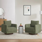Fauteuil pivotant d'appoint en lin marron avec coussin de dossier – À l'unité et par lot de 2