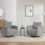 Fauteuil pivotant d'appoint en lin marron avec coussin de dossier – À l'unité et par lot de 2