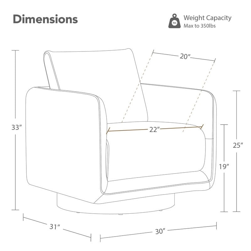 Fauteuil pivotant d'appoint en lin marron avec coussin de dossier – À l'unité et par lot de 2